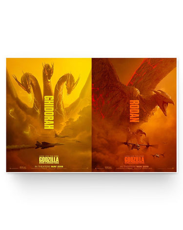 Ghidorah & Rodan Godzilla 2 Monster Posters Wall Full Size Anniversary Gifts Decor Bedroom, Living Room 36x24 Print High Quality